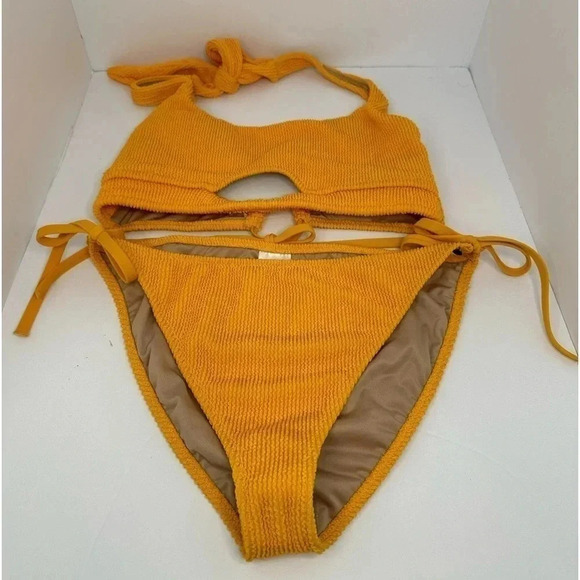 Shade & shore texture, gold bikini, large top, extra large bottom NWOT - Picture 1 of 3